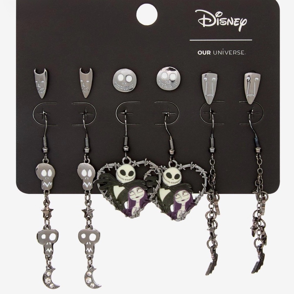 Disney The Nightmare Before Christmas Metal Earrings Set - Black
